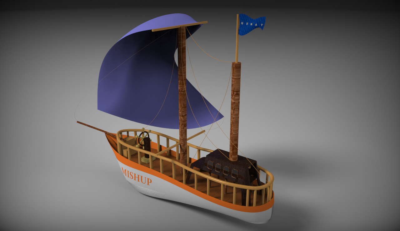 卡通版帆船3D模型图纸 Solidworks设计